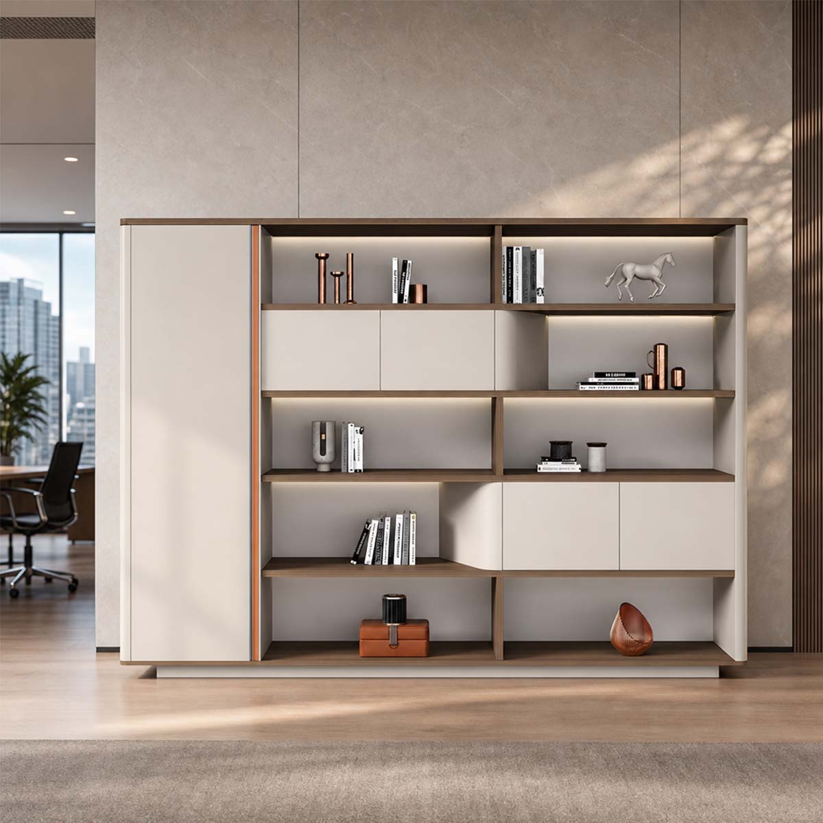 bookcase display cabinet with glass doors and lights kaguyasuMG LBG CH31 main images 1 Main image