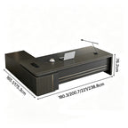 Modern L-Shaped Executive Desk with Power Outlet & Side Cabinet