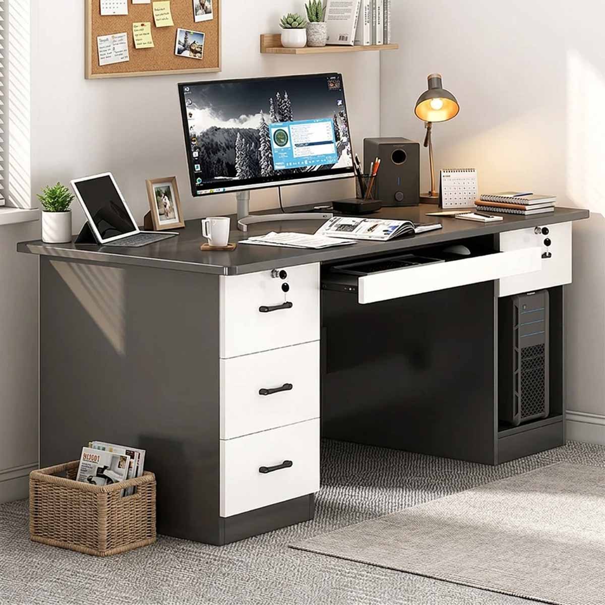 home office computer desk desk with 2 drawers kaguyasuBGZ 2022 main images 2 Main image