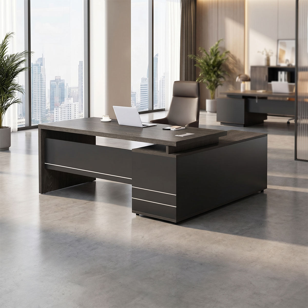 l shaped executive desk fluted wood office desk kaguyasuLBZ M080 main images 1 Main image