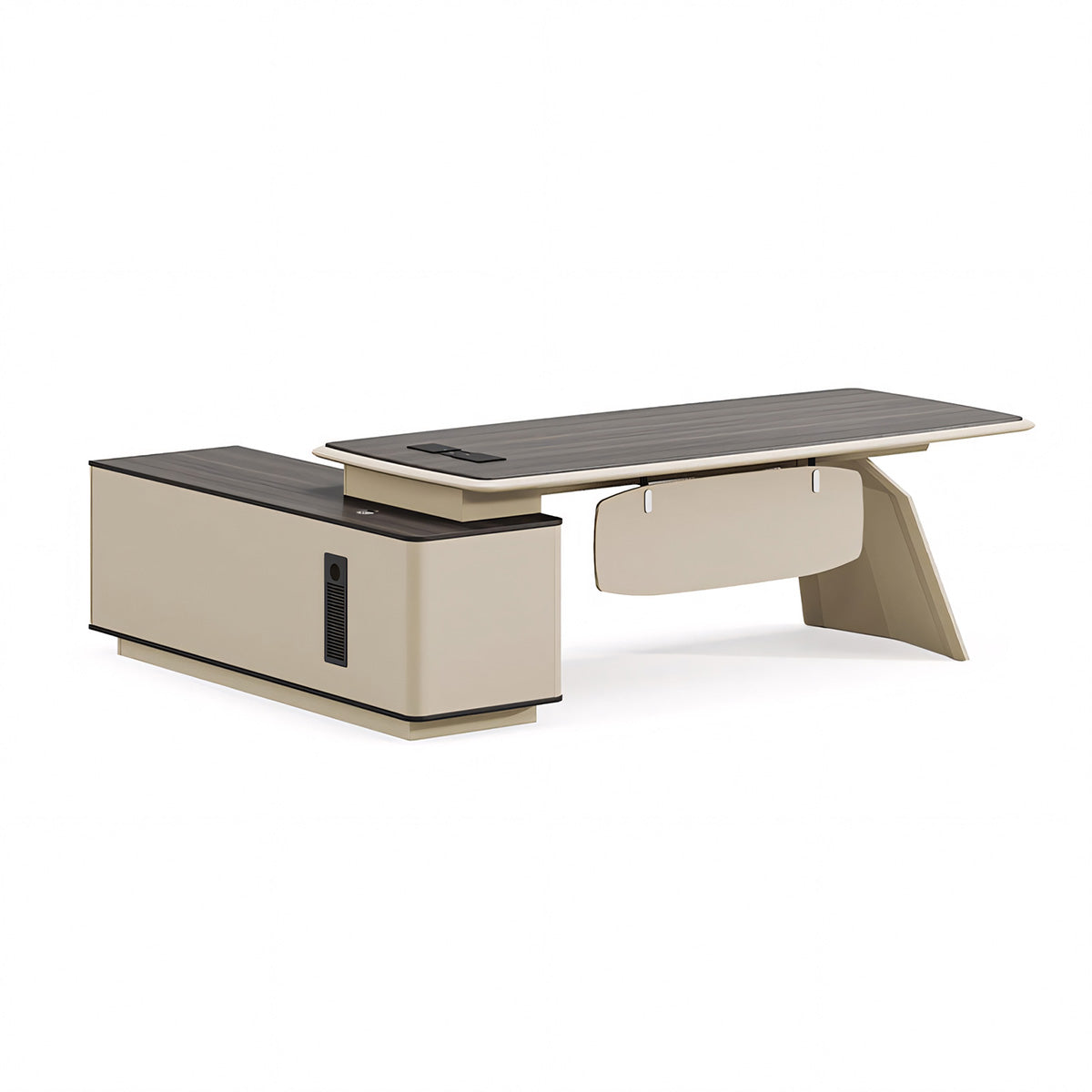 L-Shaped Office Desk | Two-Tone Executive Desk with Storage | Kaguyasu Secondary image