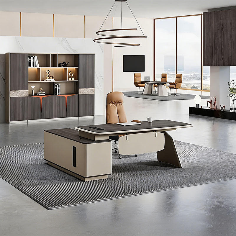 l shaped office desk two tone executive desk with storage kaguyasuLBZ 7165 main images 1 Main image