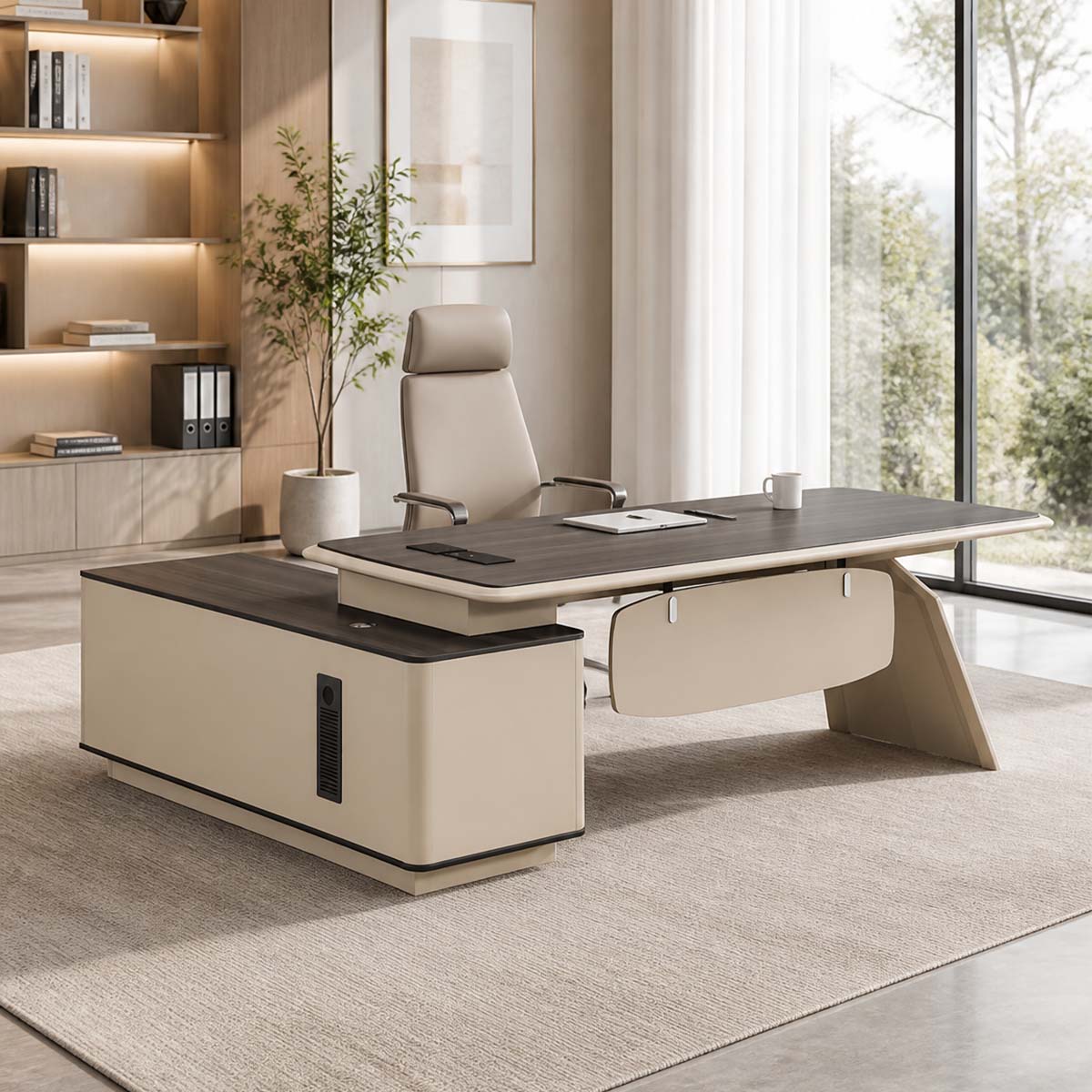 l shaped office desk two tone executive desk with storage kaguyasuLBZ 7165 main images 3