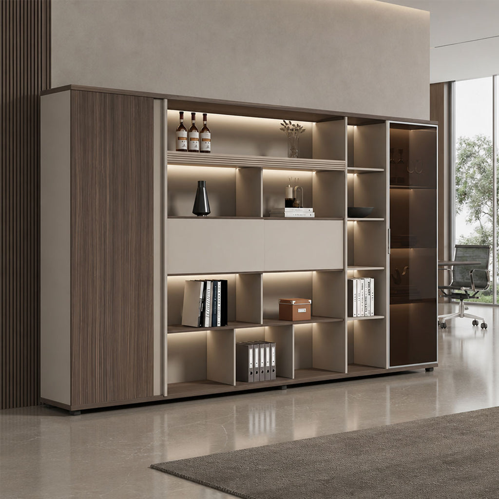 large brown bookcase cabinets and display cabinets kaguyasuLBG K005 main images 1