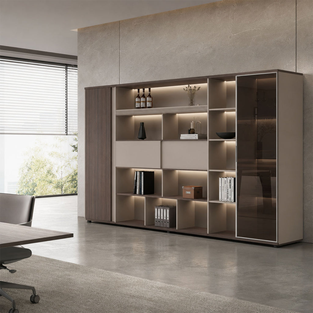 large brown bookcase cabinets and display cabinets kaguyasuLBG K005 main images 2