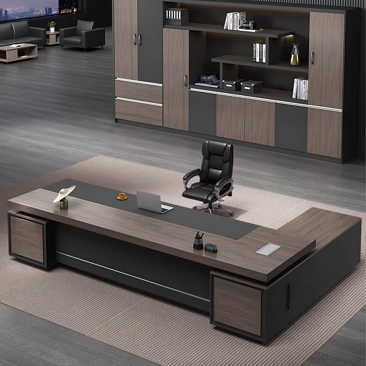 luxury desk l shaped executive desk with storage drawers kaguyasuLBZ 2147 main images 27