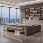 L-Shaped Executive Desk with Side Cabinet & Dial Lock