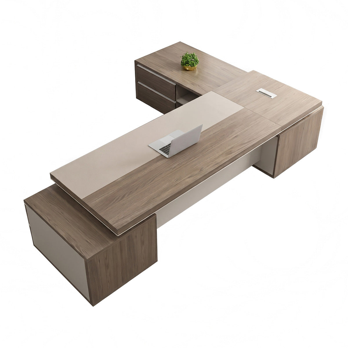 Large Executive Desk with Double-Sided Storage Cabinets