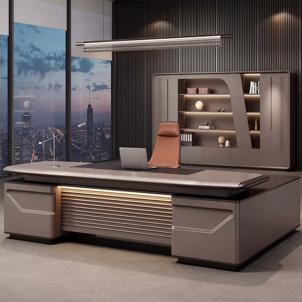 Modern Designer Executive Desk with Side Cabinet