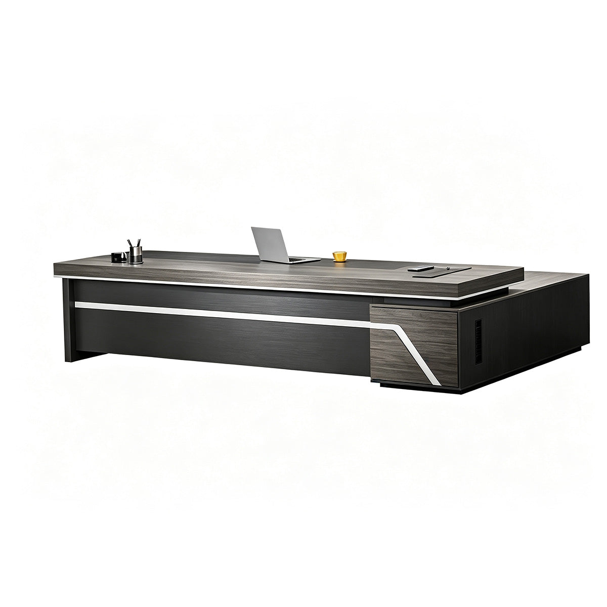 Multifunctional President Desk with Power Outlet & PC Ventilation