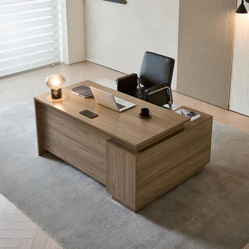 main image walnut executive desk with return, storage and power LBZ-2141 Main image