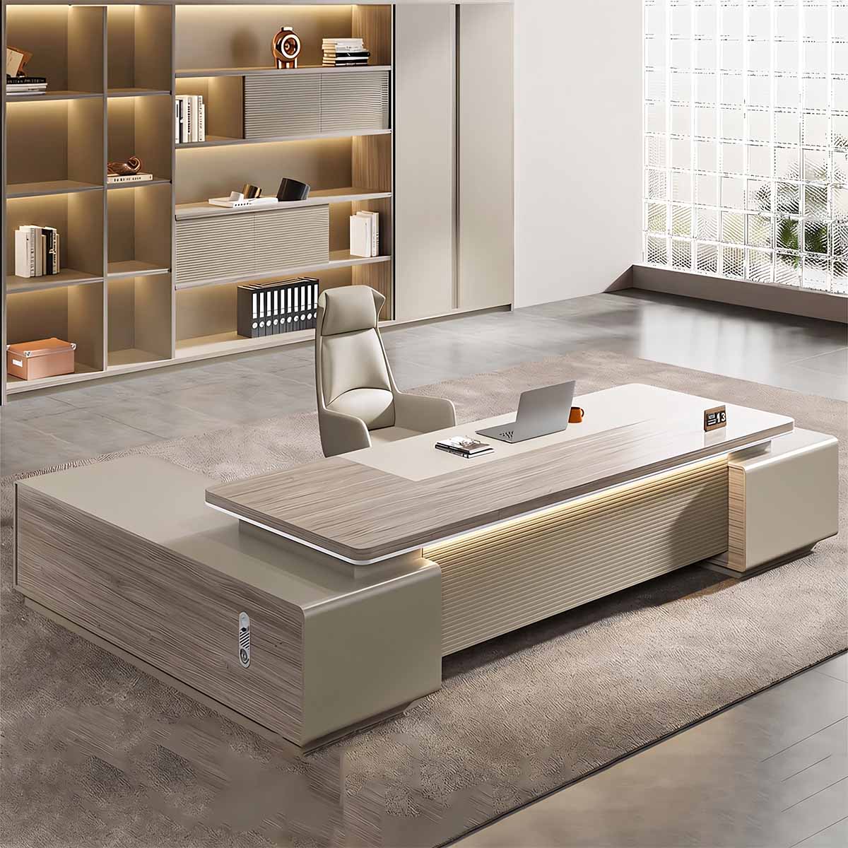 main image wood grain executive desk with side cabinet LBZ T062 1 Main image