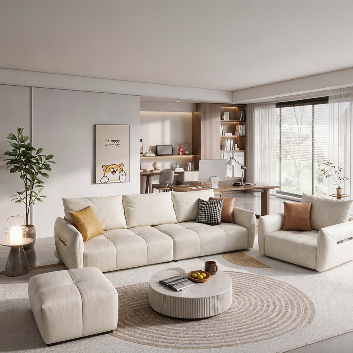 minimalist sofa premium small leather sofa for office kaguyasuBSF 019 main images 1 Hauptbild
