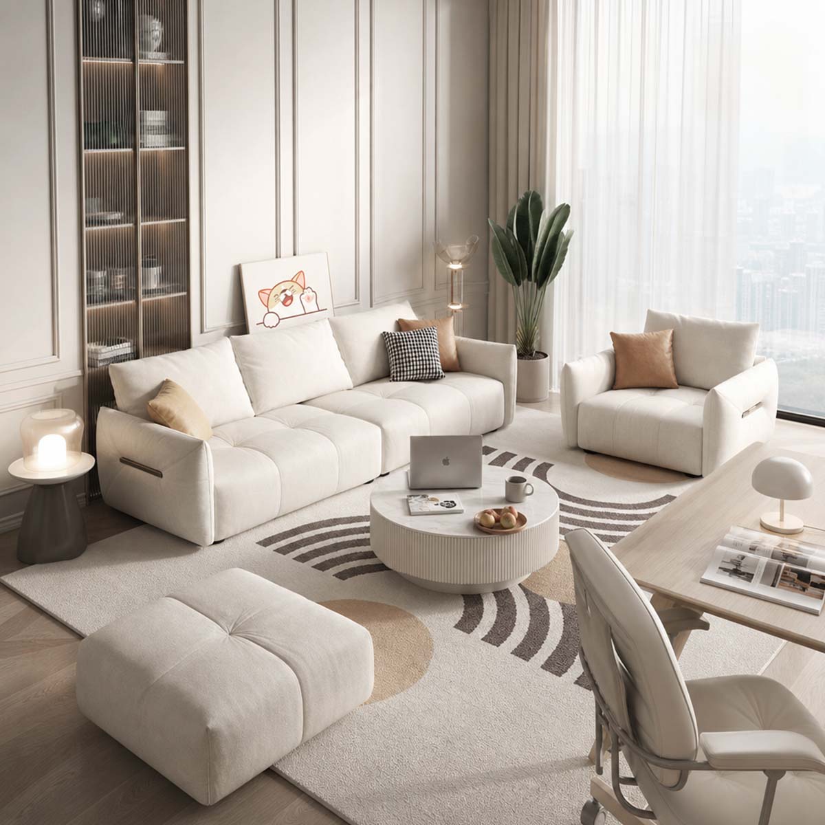 minimalist sofa premium small leather sofa for office kaguyasuBSF 019 main images 3