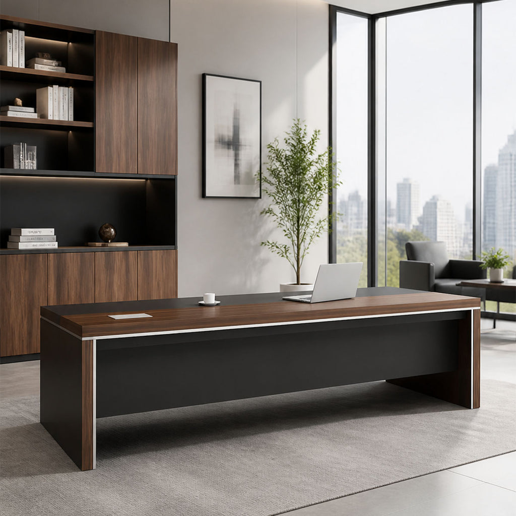 modern executive desk walnut desk with storage drawers kaguyasuLBZ 754 main images 1