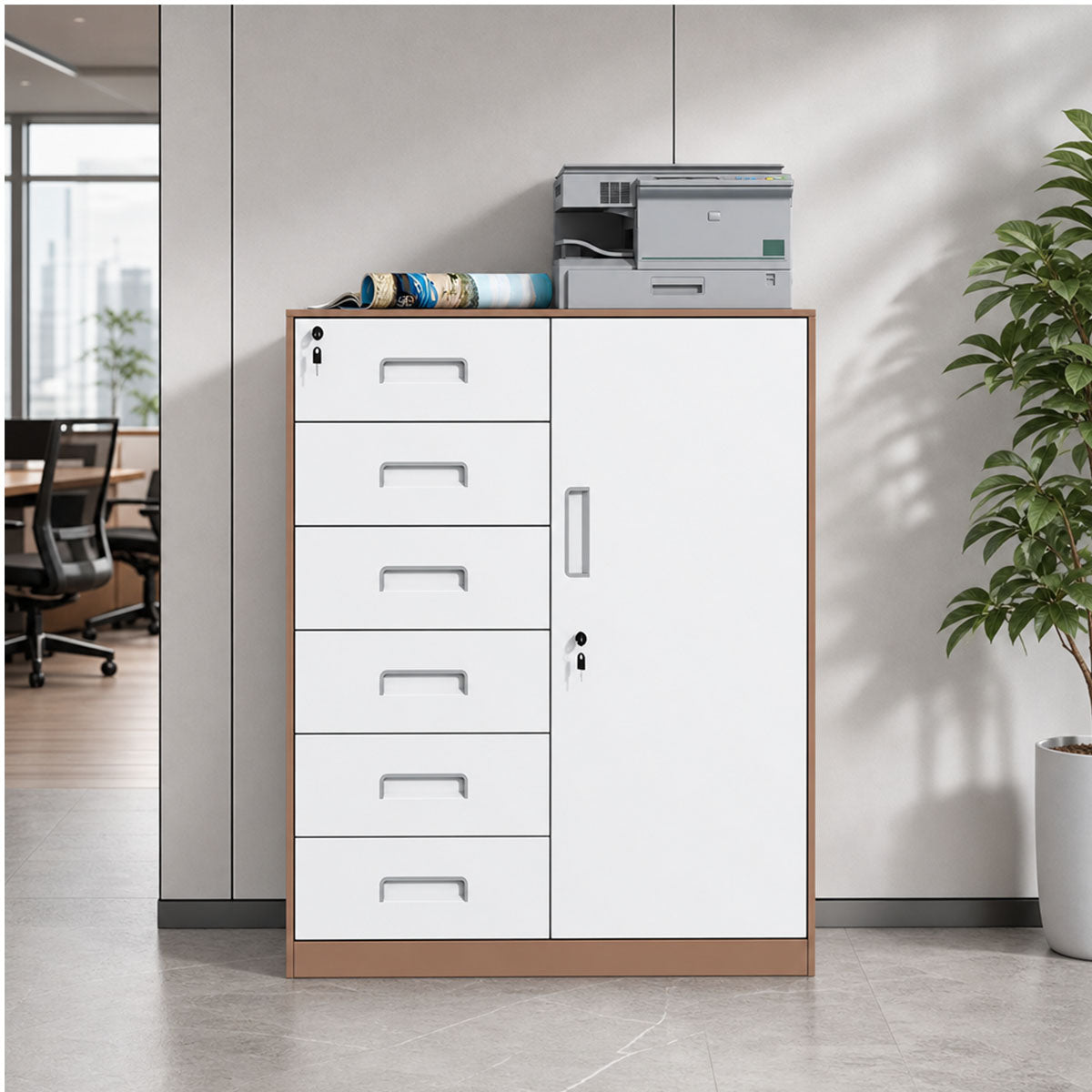 sleek steel drawer pedestal cube with storage bookcase kaguyasuCWG 2044 main images 2 Main image
