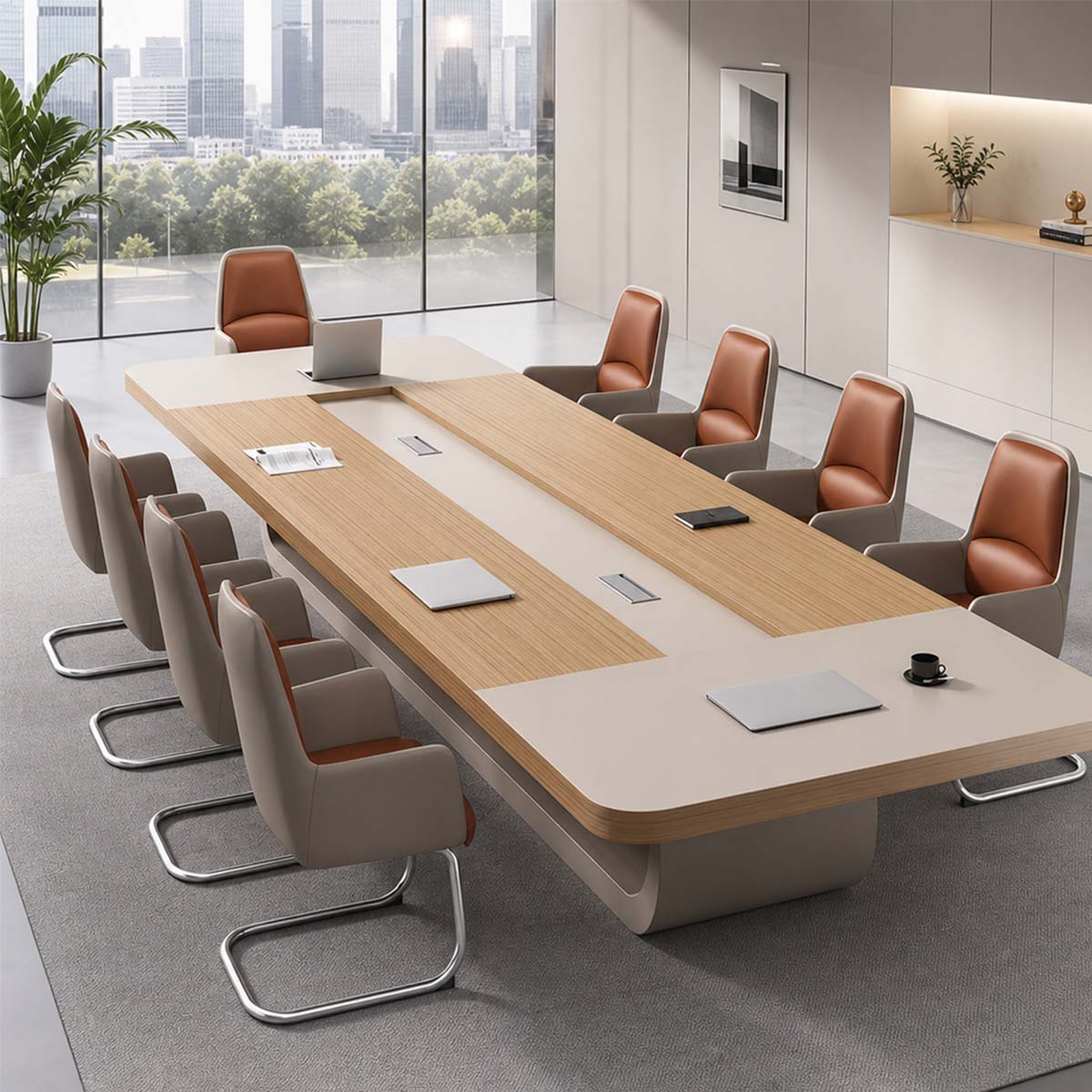 solid wood office table large meeting conference desk kaguyasuHYZ 083 main images 6 Main image