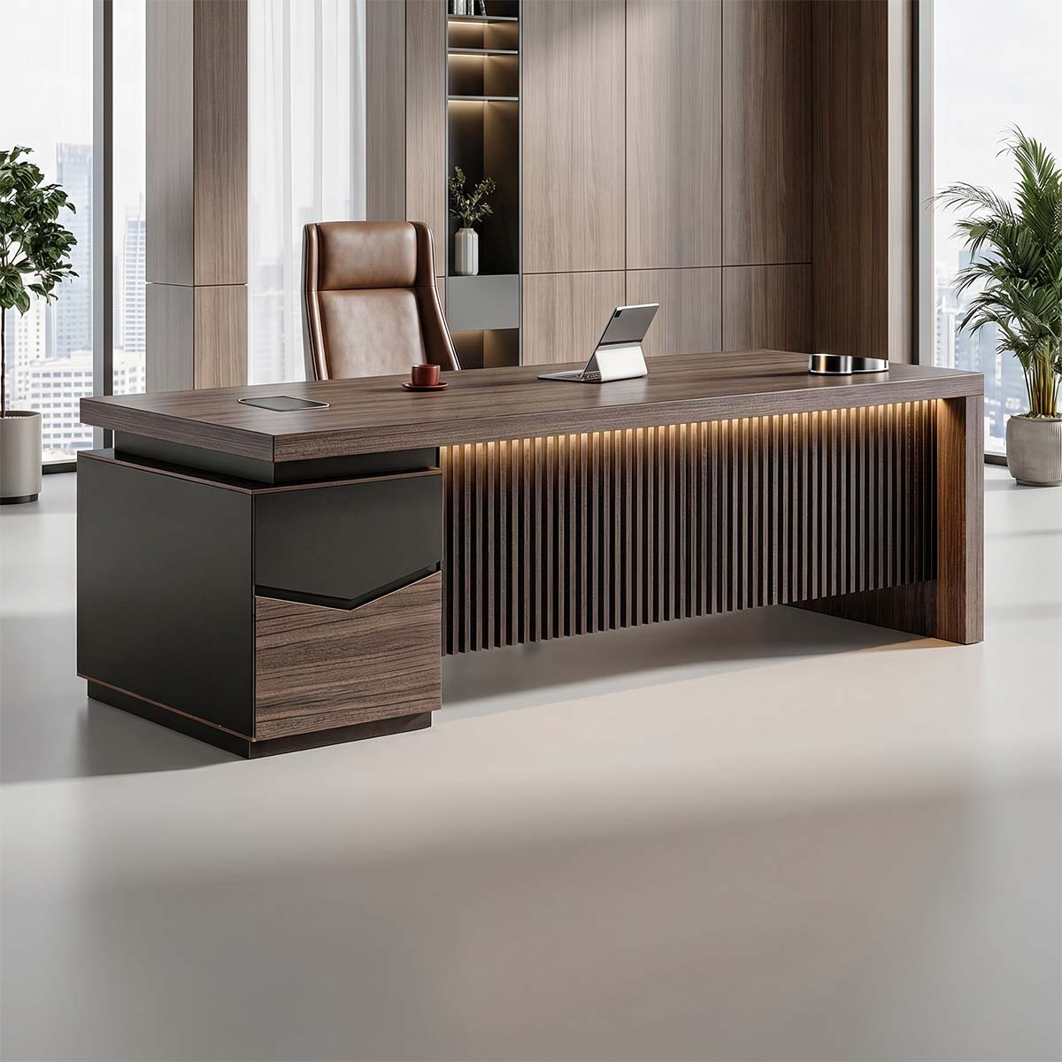 Walnut Desk - Executive Desk with Credenza - product image 2 Main image