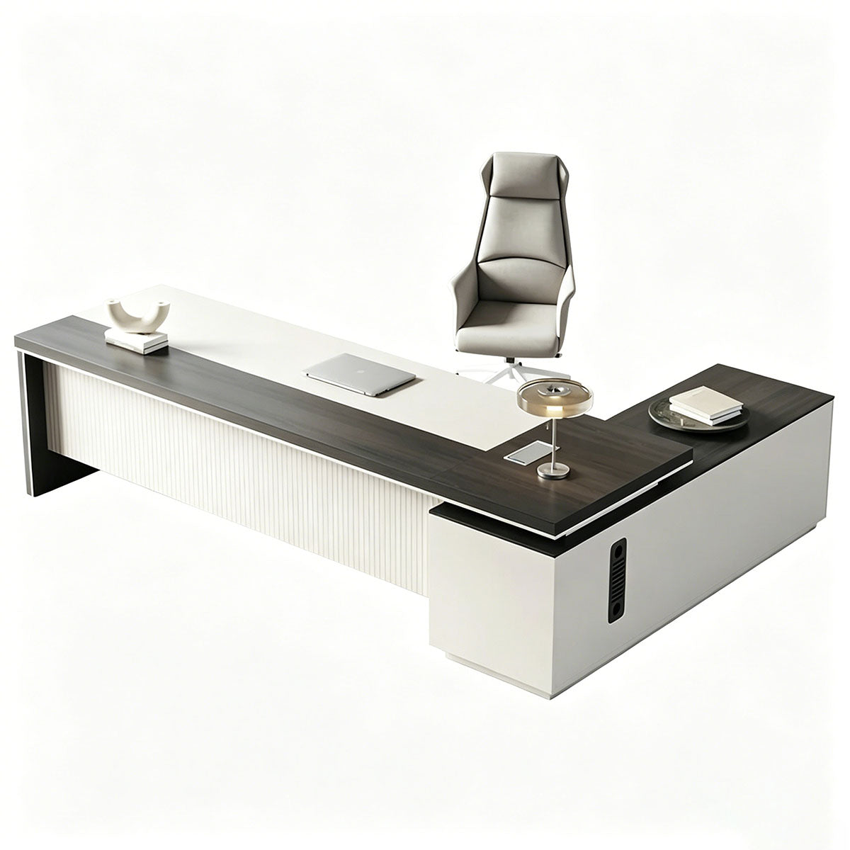 White Wood Desk | L-Shaped Executive Desk | Kaguyasu Secondary image