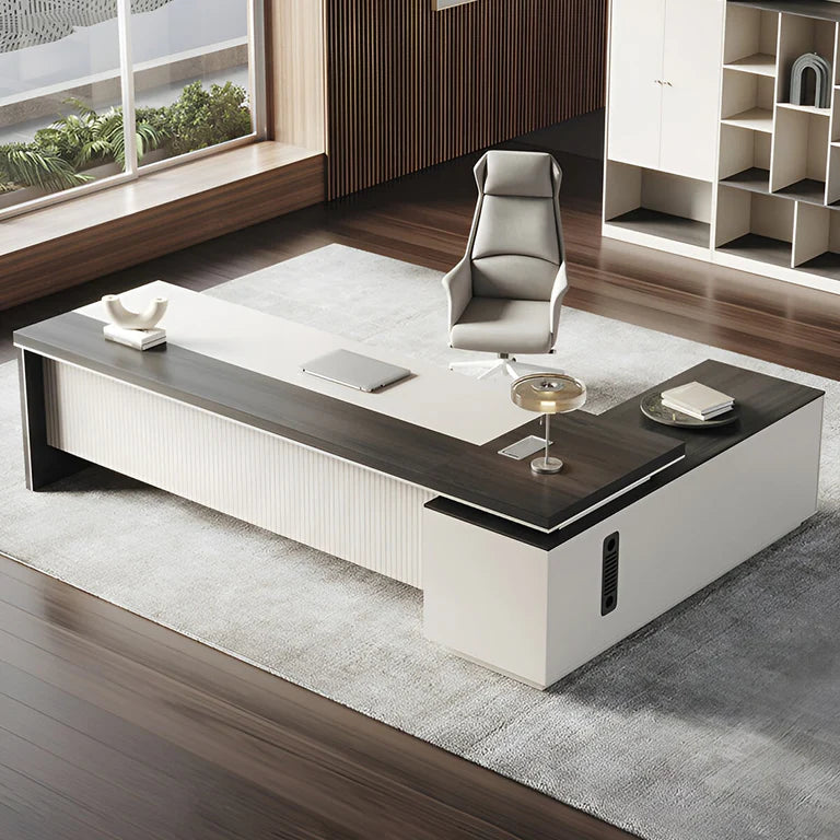 white wood desk l shaped executive desk kaguyasuLBZ 056 main images 18 Main image