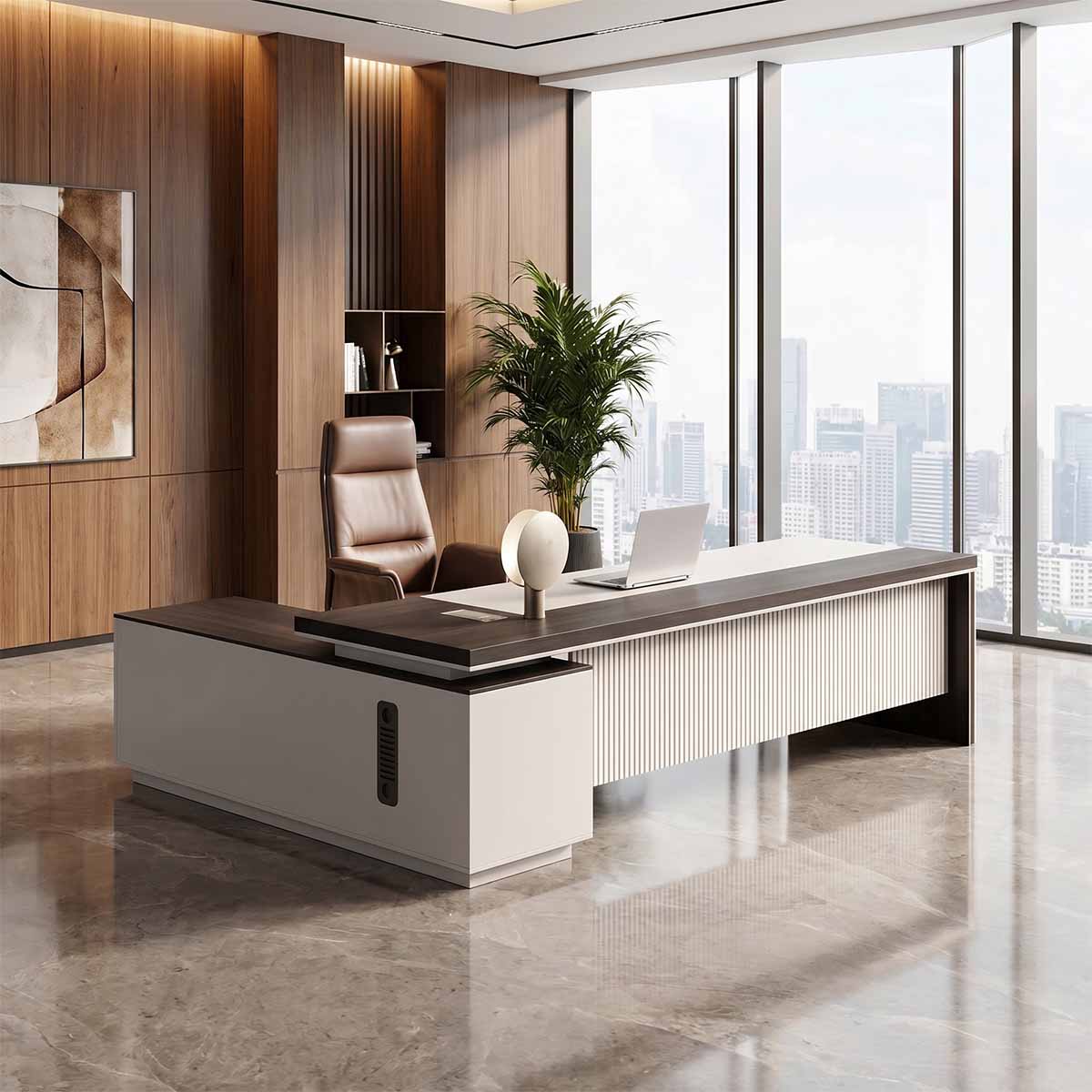 white wood desk l shaped executive desk kaguyasuLBZ 056 main images 3 Main image